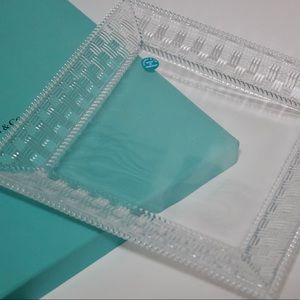 Tiffany & Co. 8” Crystal Basketweave Square Serving Platter Made in Germany